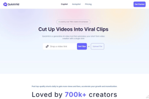 QuickVid – AI视频编辑工具，自动将长视频剪辑成合适的短视频