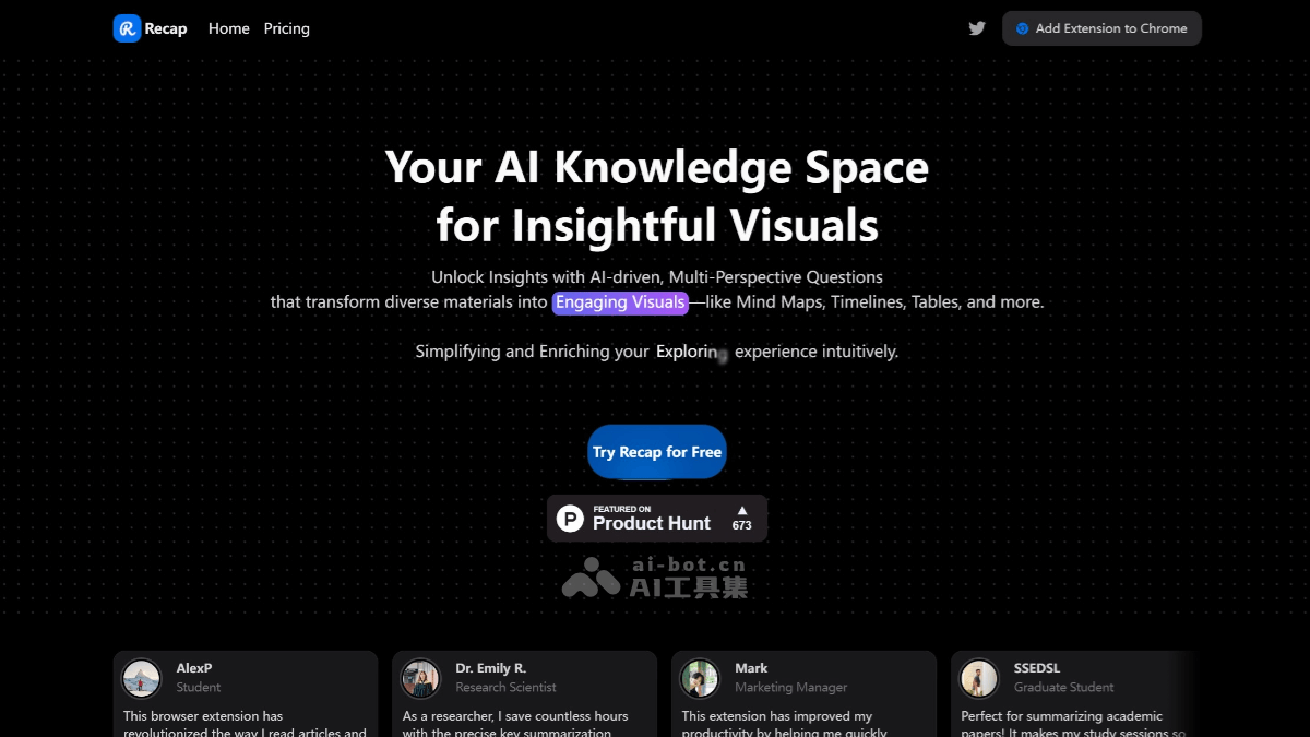 Recap – AI内容管理工具，支持对网页、PDF、视频内容进行总结与分析插图