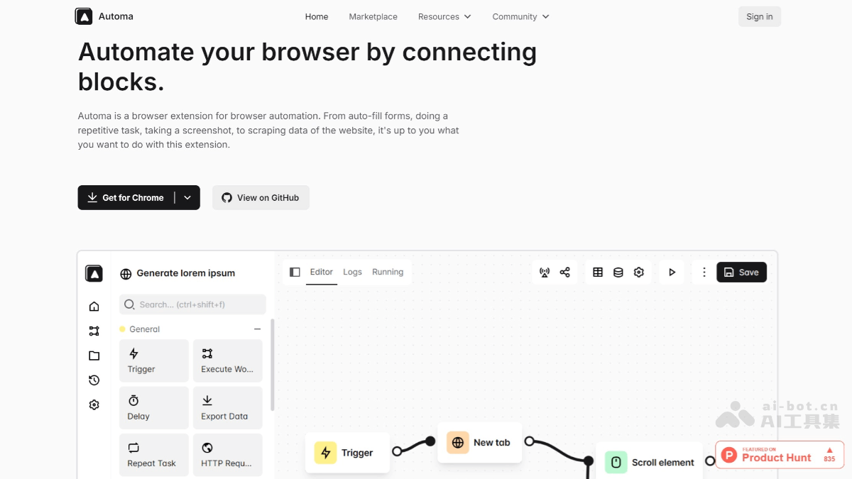 Automa – AI浏览器扩展工具，自动执行网页各种任务操作插图