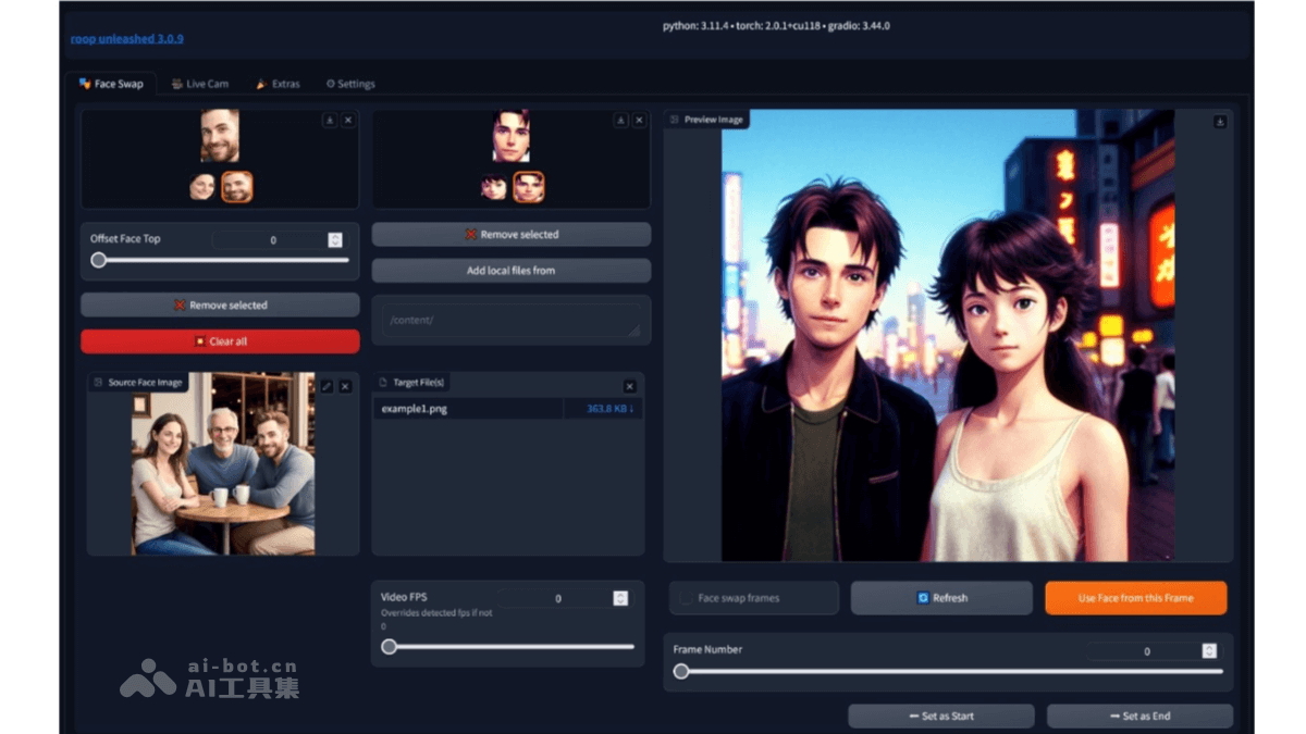 Roop-Unleashed – AI换脸工具，支持批量换脸、VR换脸、直播换脸插图