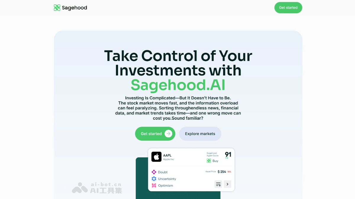 Sagehood – AI投资平台，多领域 AI 代理提供精准股票市场洞察插图