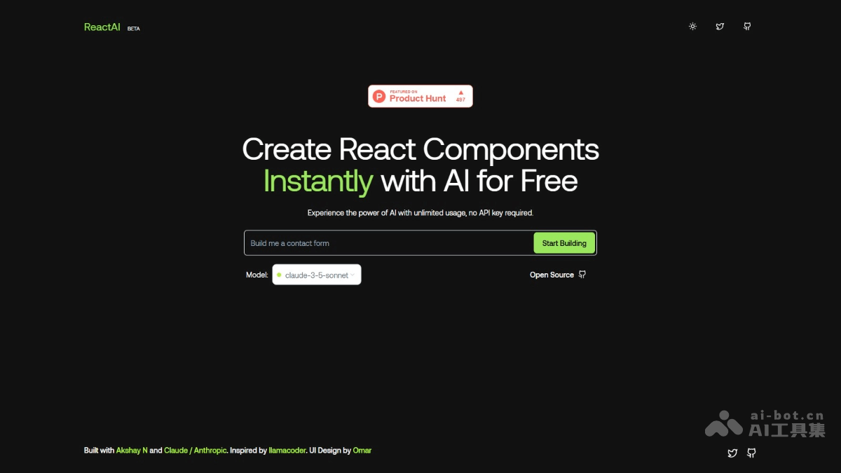 ReactAI – 零编码构建各类常见 React 组件的开源 AI 工具插图