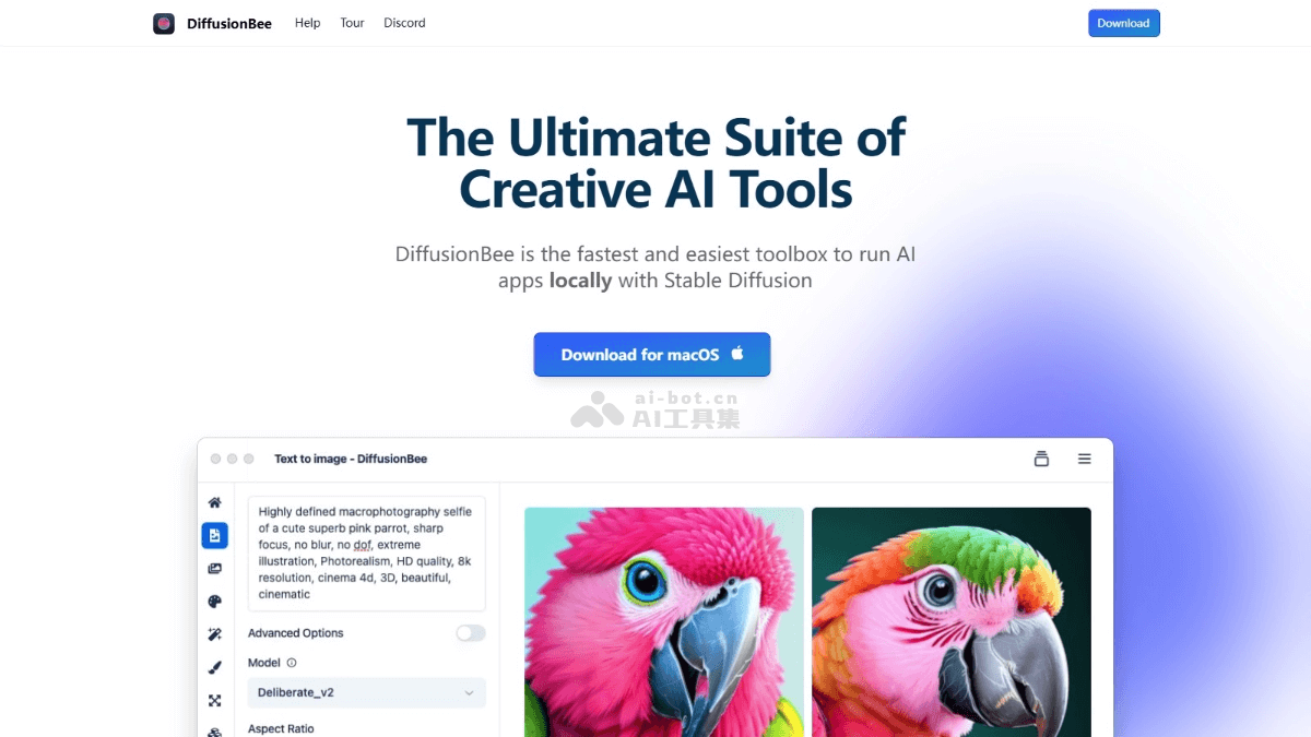 DiffusionBee – AI绘画工具，文本描述或草图生成特定艺术作品插图