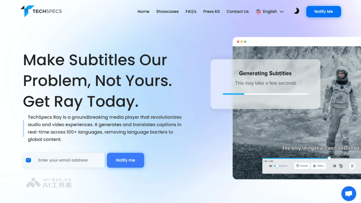 TECHSPECS – AI媒体播放器，实时AI字幕、支持99种语言字幕生成插图