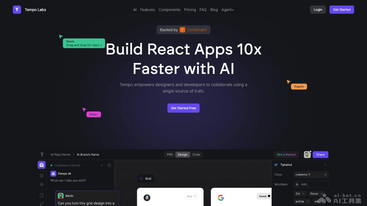 Tempo Labs – AI驱动的React可视化编辑器，在代码层面进行直观协作插图