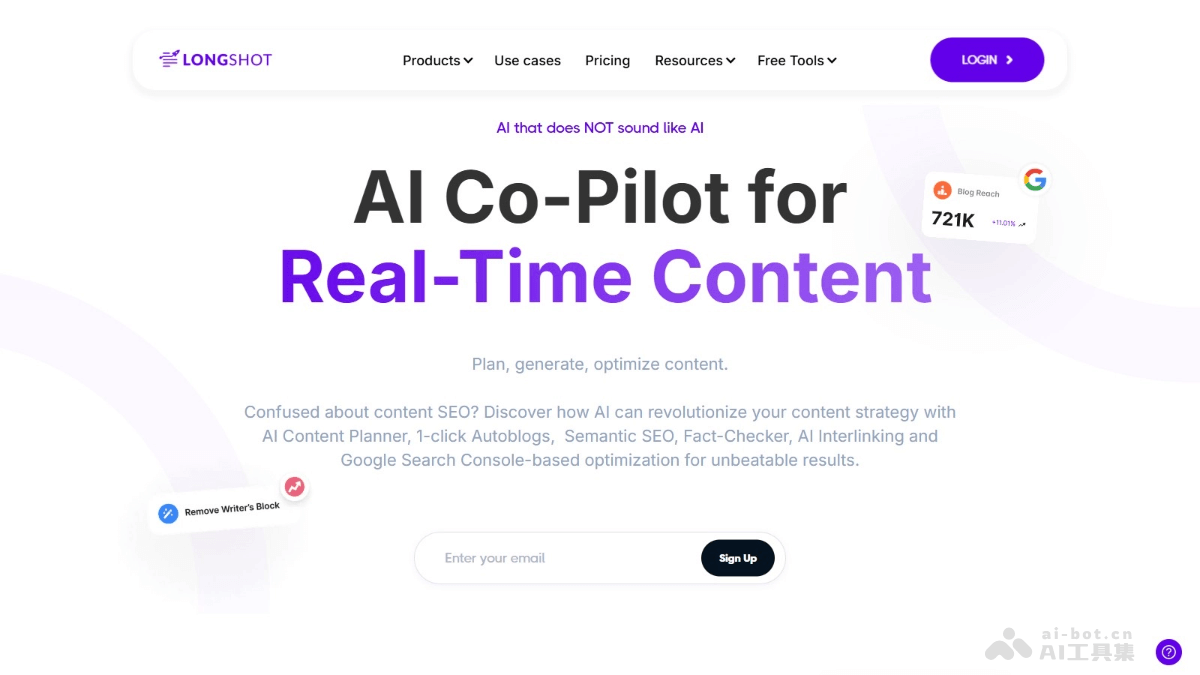 LONGSHOT – AI内容创作与SEO优化助手，根据实时数据和行业趋势生成创意内容插图