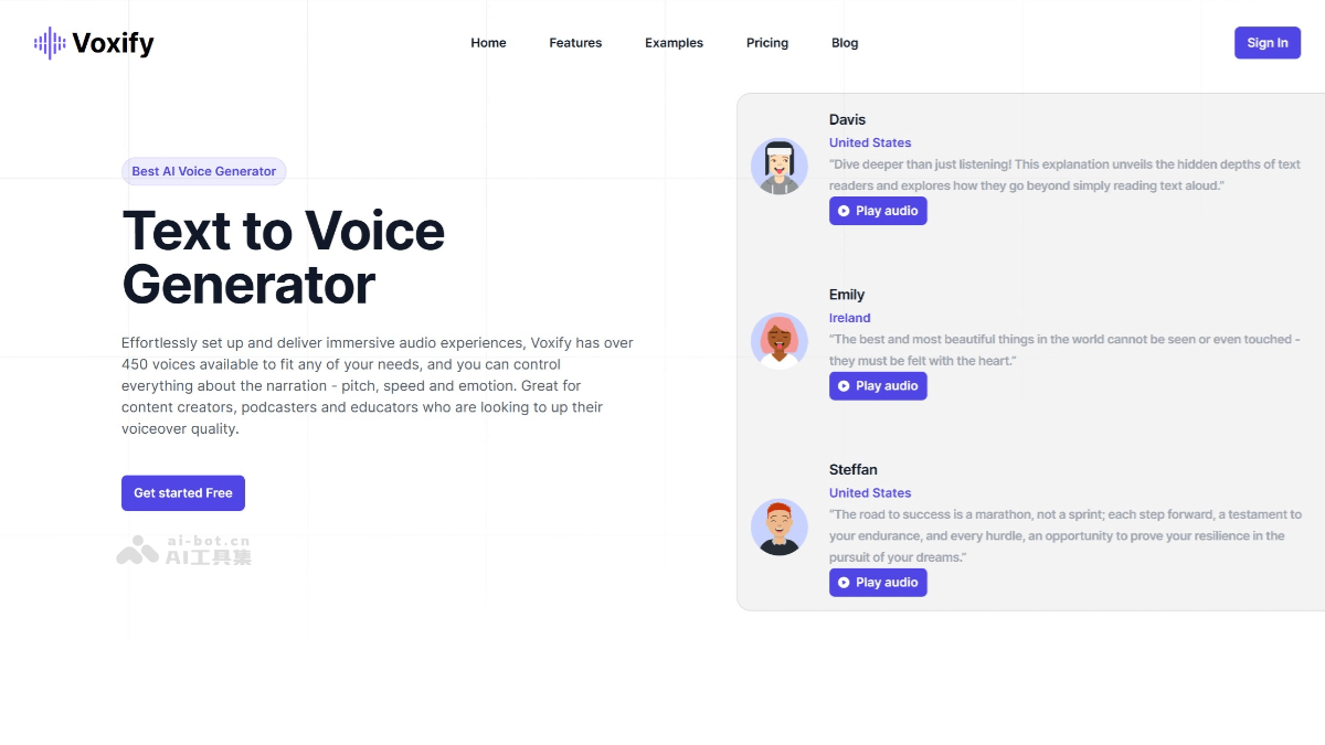 Voxify – AI语音生成工具，提供超450种不同声音、超140种语言和口音插图
