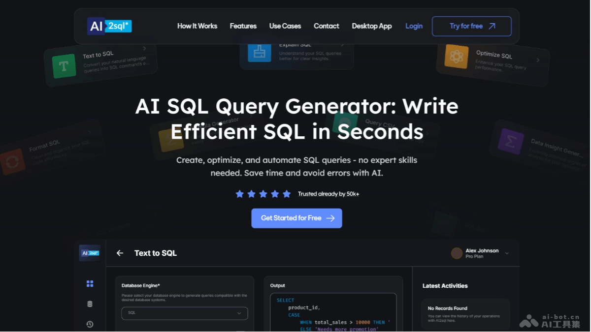 AI2sql – AI 驱动的 SQL 查询生成工具，用自然语言指示完成SQL插图