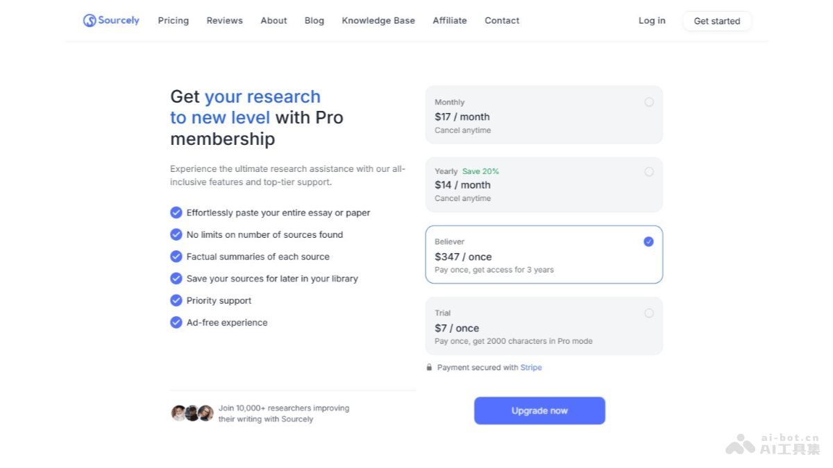 Sourcely – AI学术搜索工具，自动搜索、总结和添加学术来源插图1