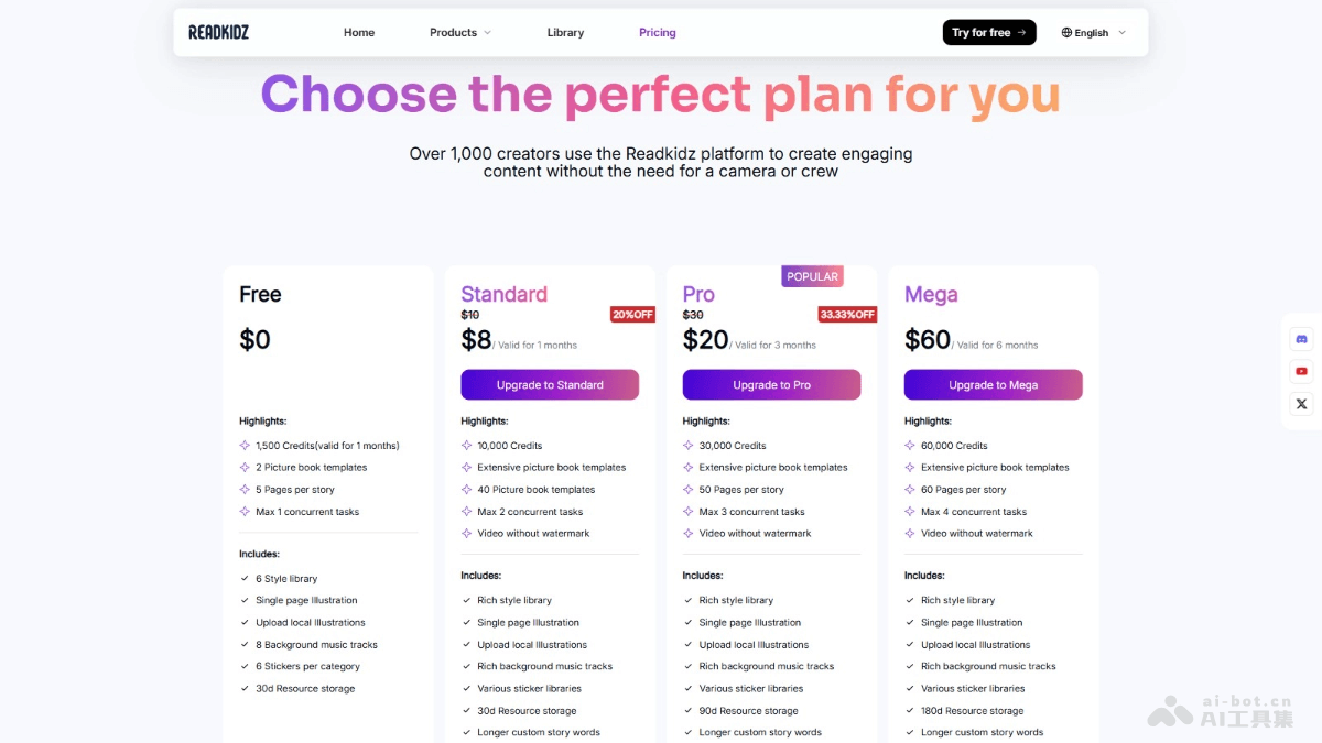 READKIDZ – AI儿童故事创作平台，创作电子图画书、故事视频等多种媒体作品插图1