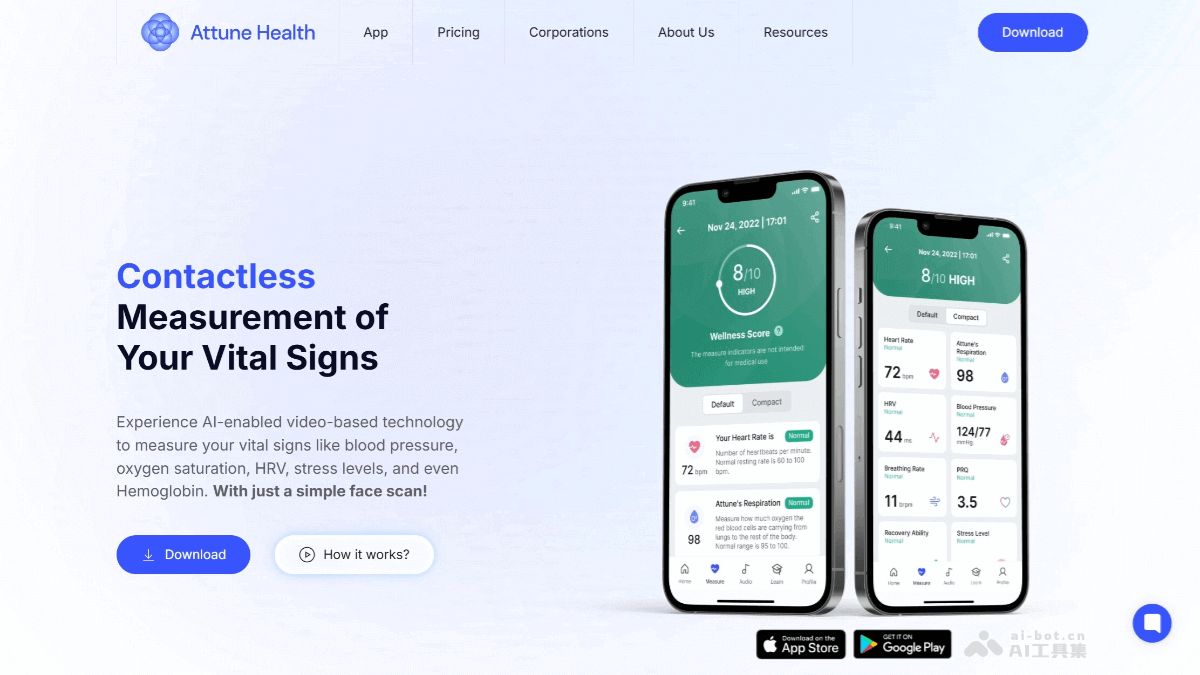 Attune Health – AI健康管理应用，面部扫描监测血压、血氧饱和度、心率等多项体征插图
