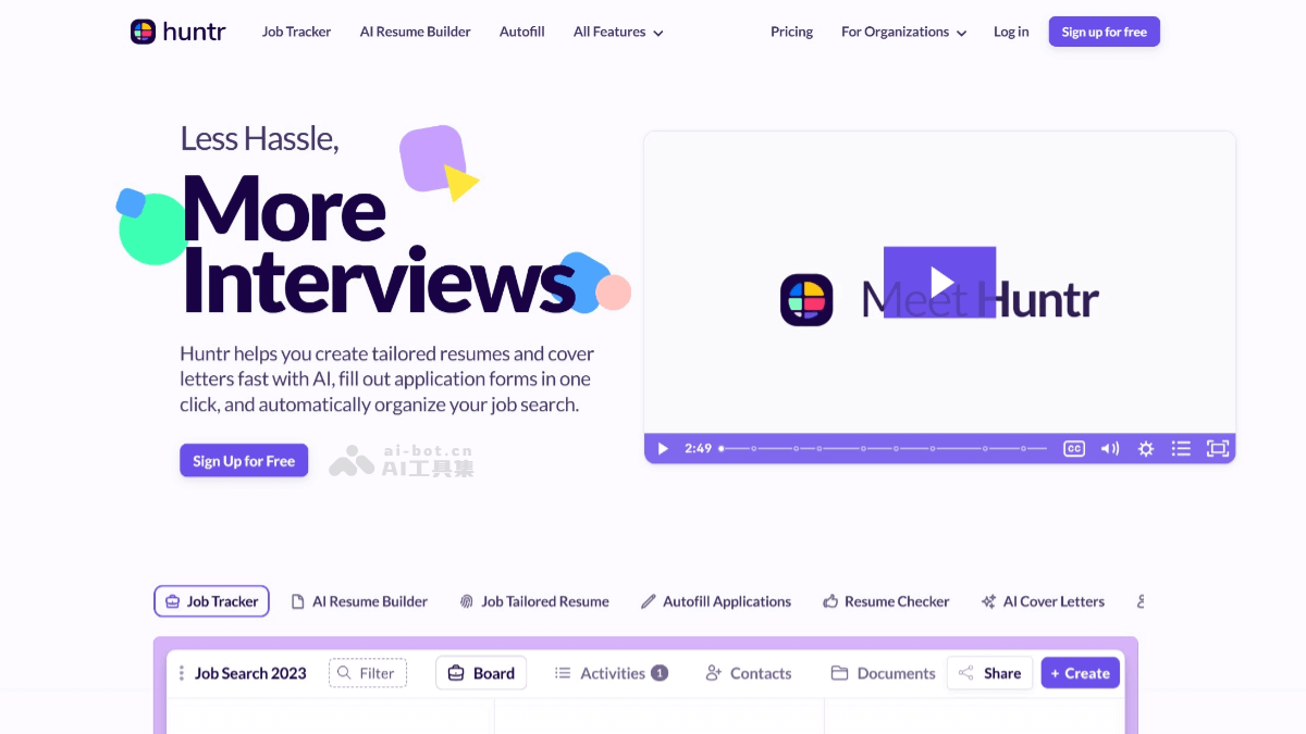 huntr – AI求职辅助平台，创建定制化的简历和求职信插图