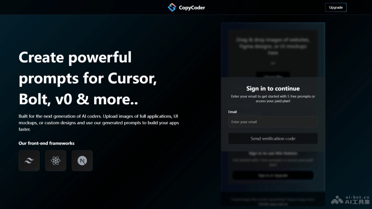 CopyCoder – AI编程工具，上传截图或UI设计图等图像自动生成编码提示词插图