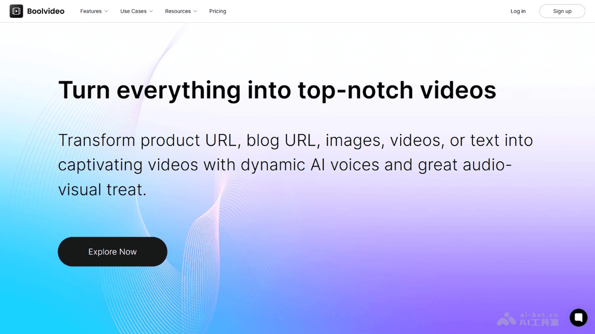 Boolvideo – AI视频生成工具，支持产品URL、博客、脚本、视觉等一键生成视频插图