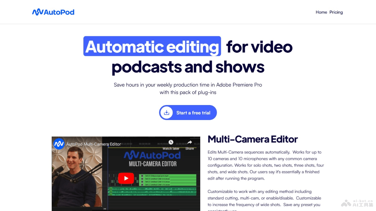 AutoPod – AI视频剪辑工具，自动同时剪辑10多个机位视频序列插图