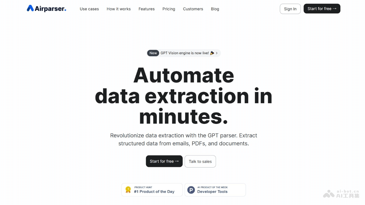 Airparser – AI数据提取工具，自动从各文档中提取结构化数据插图