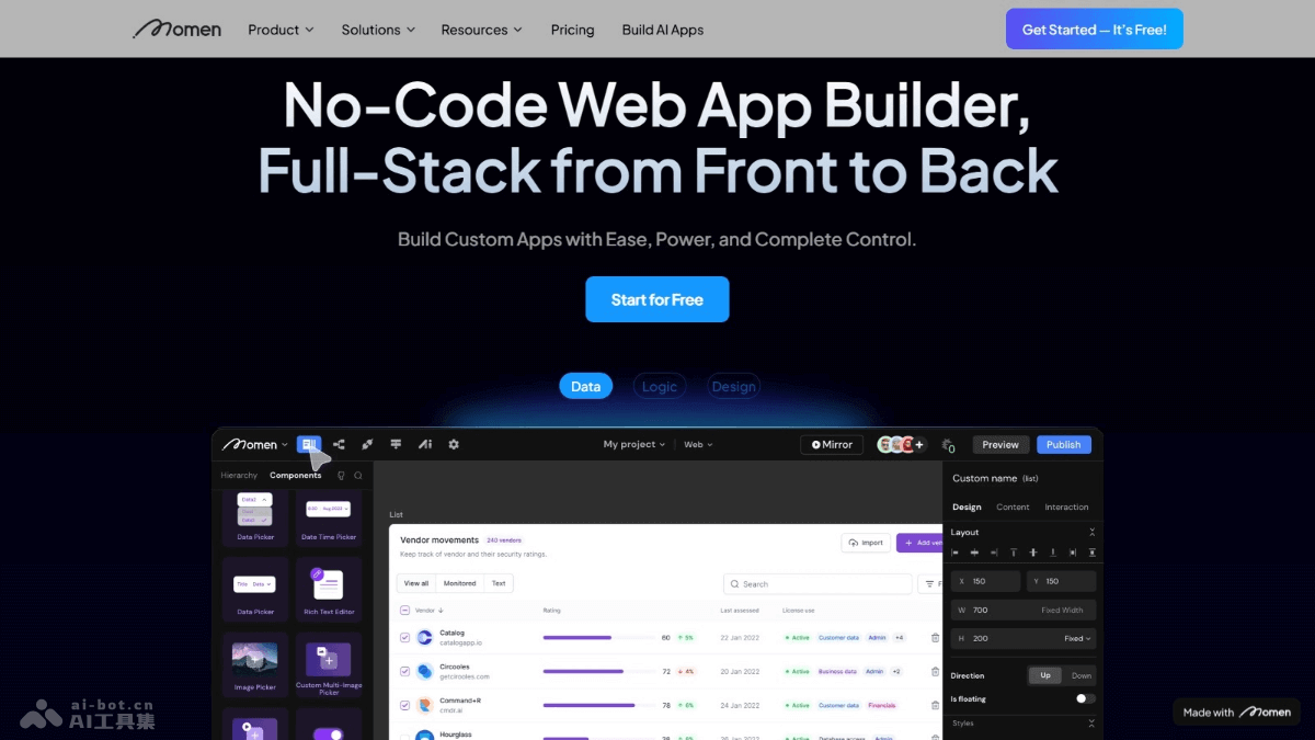 Momen – AI应用构建平台，无代码开发全栈覆盖的解决方案插图