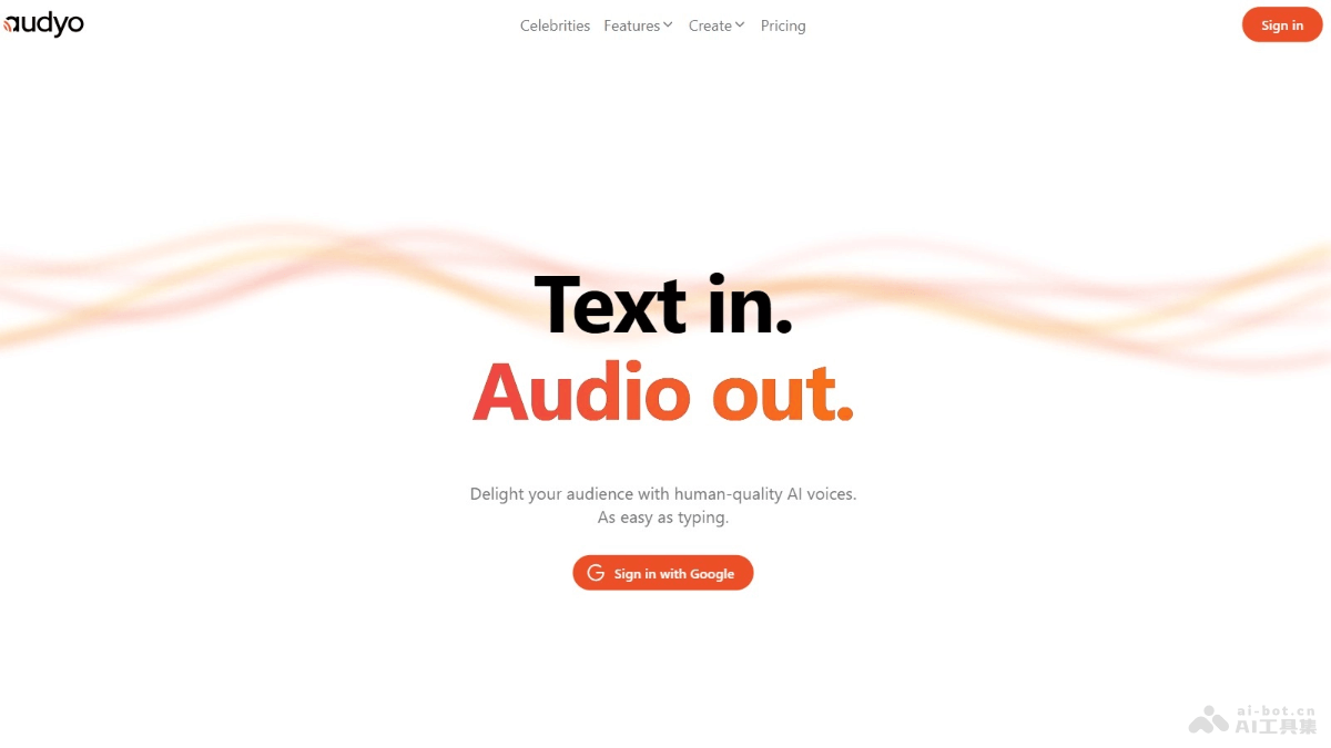 audyo – AI文本转音频工具，通过打字创建高质量人声音频插图