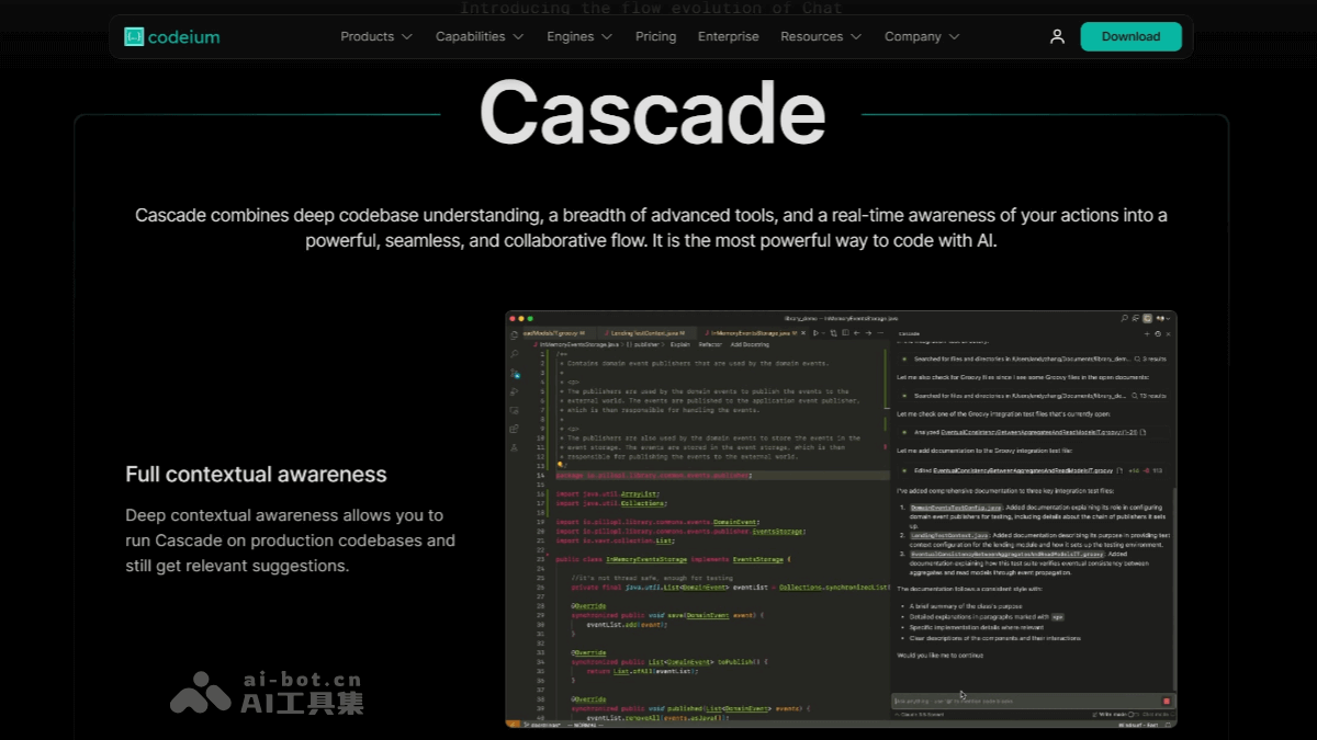 Cascade – AI编程工具 Windsurf 中的AI功能，提供编辑和聊天两种模式插图