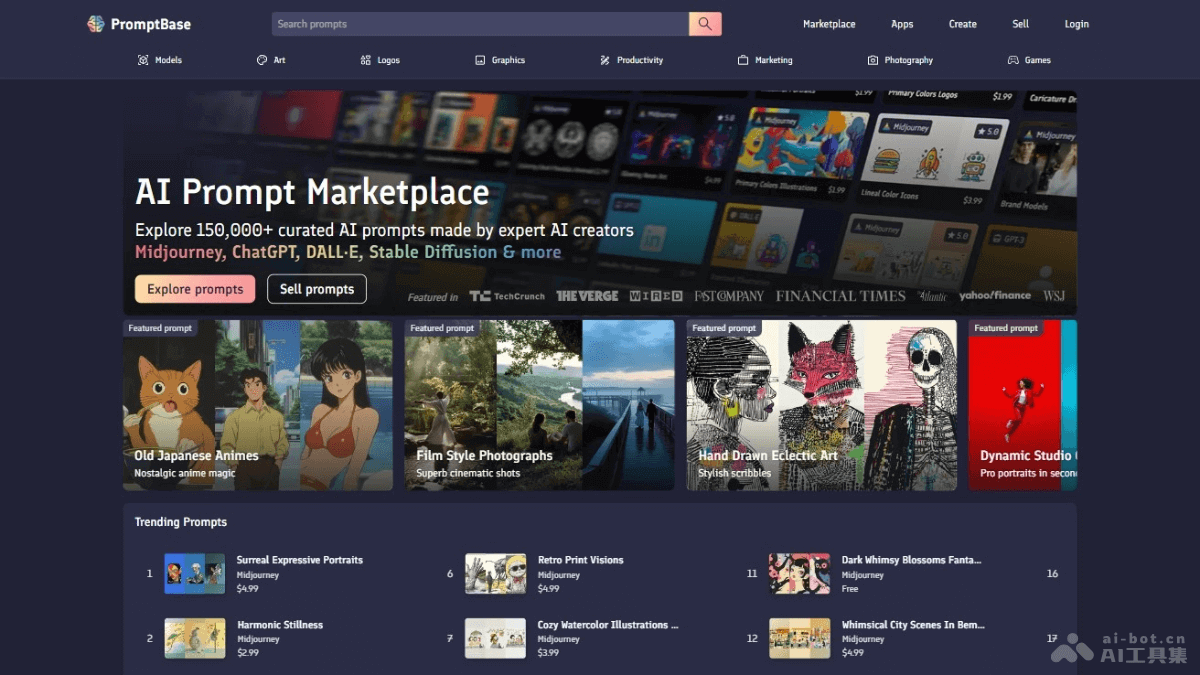 PromptBase – AI Prompt交易平台，支持探索、购买、销售用于多种AI模型插图