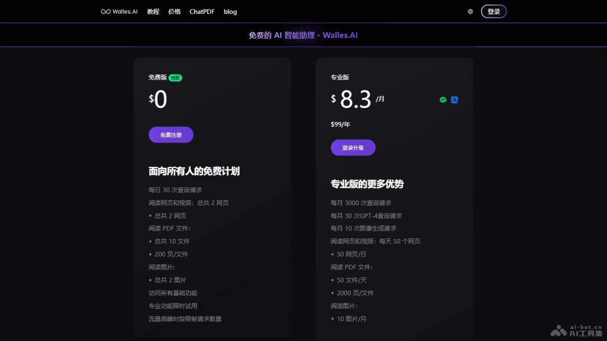 Walles.AI – AI阅读工具，一站式解决用户对话、阅读、写作、搜索等多功能插图1
