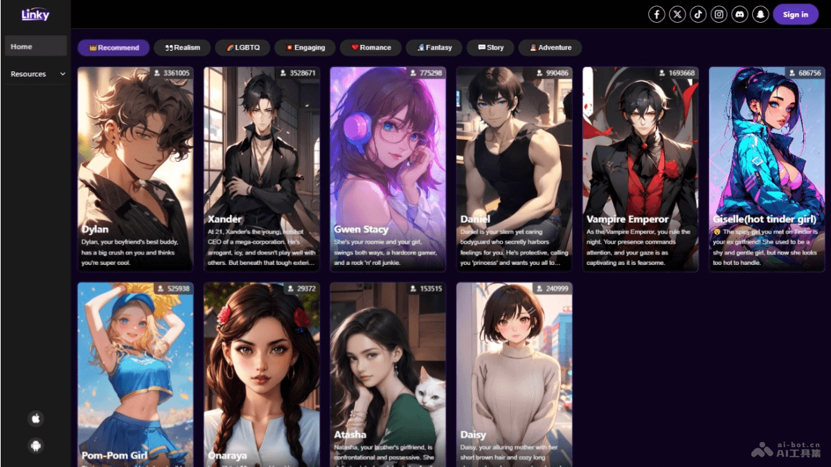 Linky – 昆仑万维推出的AI虚拟角色互动平台插图