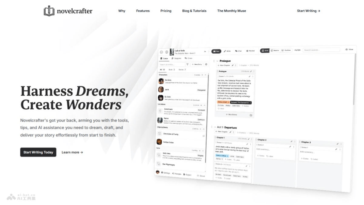 novelcrafter – AI写作助手，辅助作家规划故事结构和节奏插图