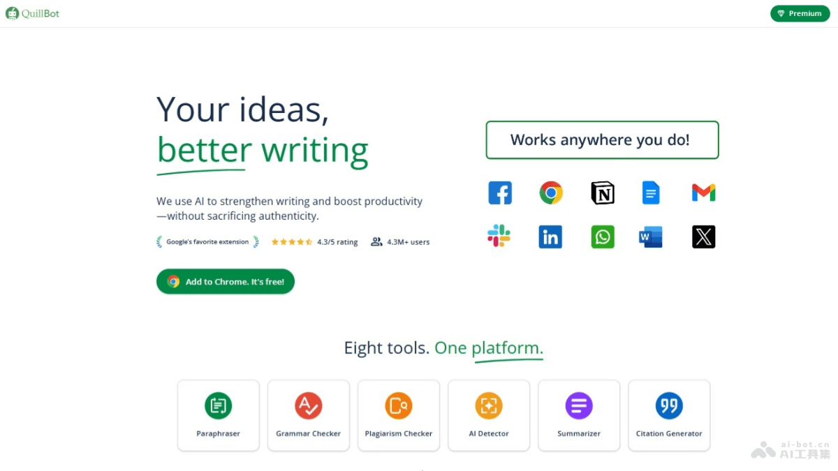 QuillBot – AI写作辅助工具，自动重写文本避免抄袭插图