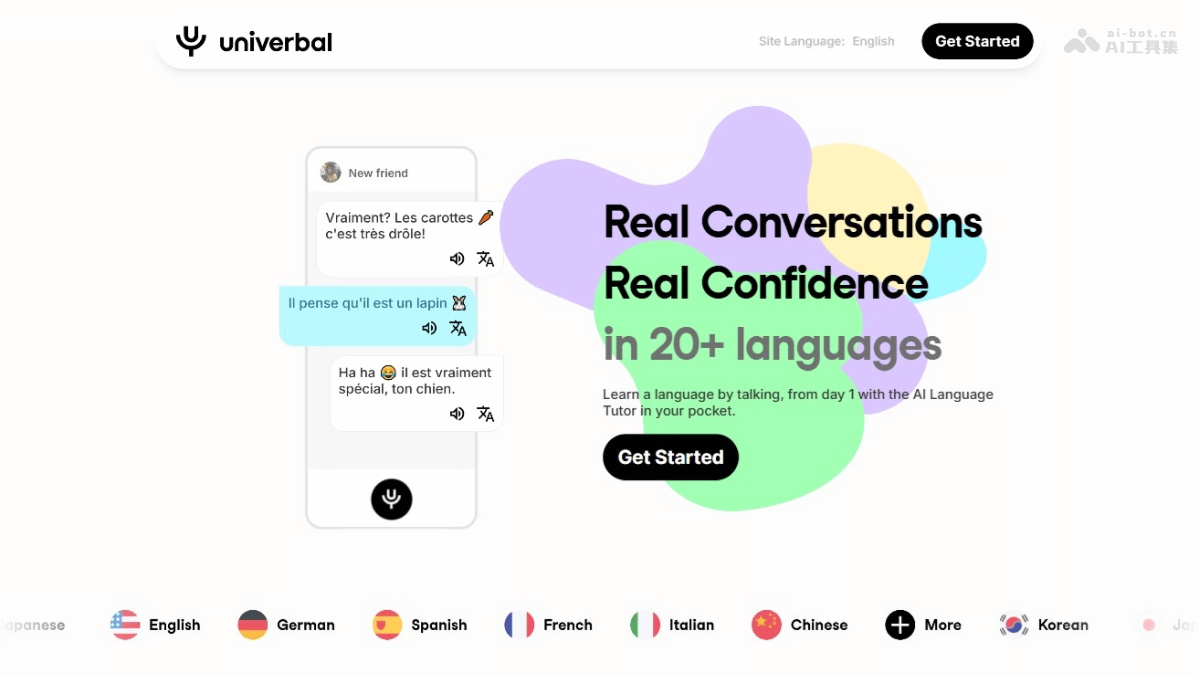 univerbal – AI语言学习应用，支持22种语言与AI导师实时对话插图