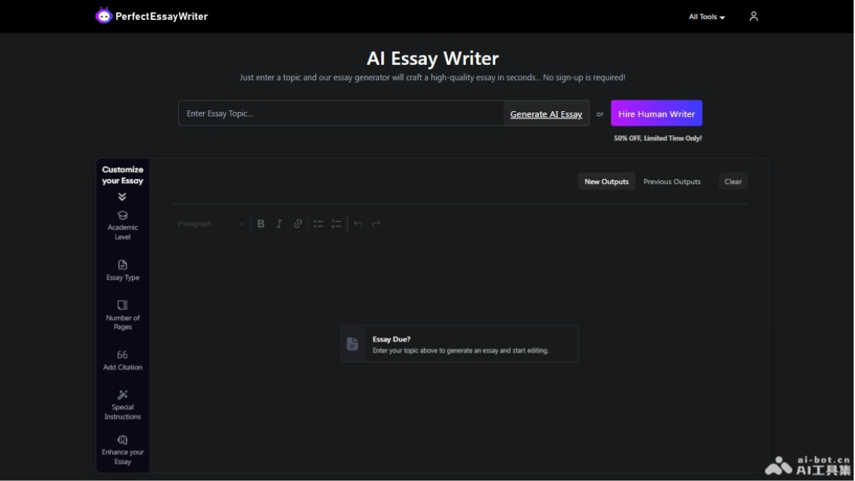 PerfectEssayWriter – AI论文写作工具，可定制化生成结构清晰的高质量文章插图