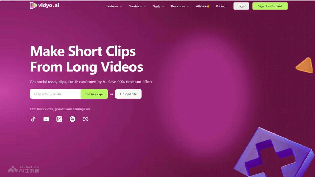 vidyo.ai – AI视频编辑工具，智能剪辑识别长视频中精彩片段插图