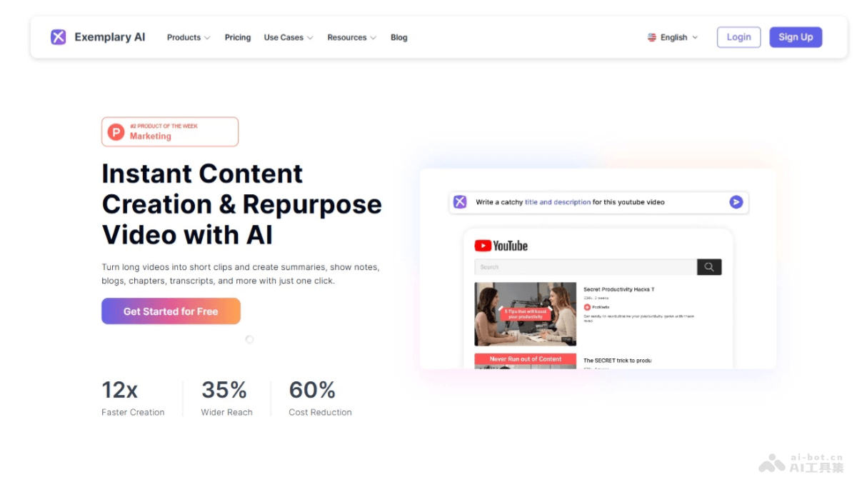 Exemplary AI – AI驱动的生成多种内容形式的视频转录编辑工具插图