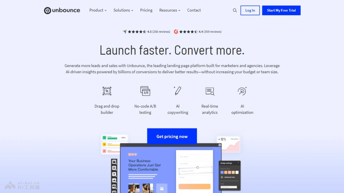 unbounce – AI网站构建器，简单拖放定制功能全面的落地页插图