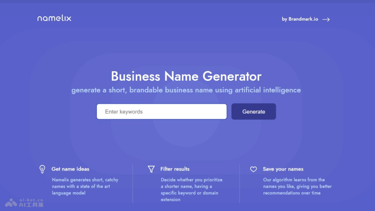 namelix – AI LOGO生成器，生成个性化有吸引力的品牌名称插图