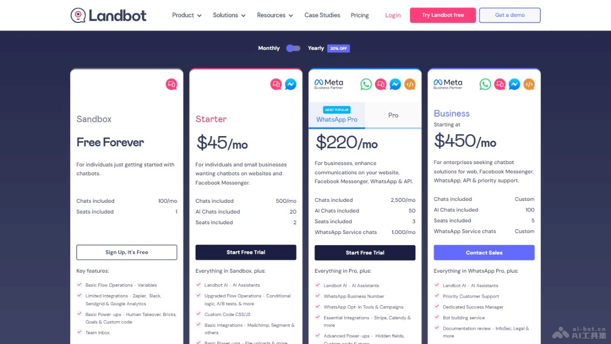 Landbot – AI驱动的零编码创建聊天机器人平台，支持全渠道部署插图1