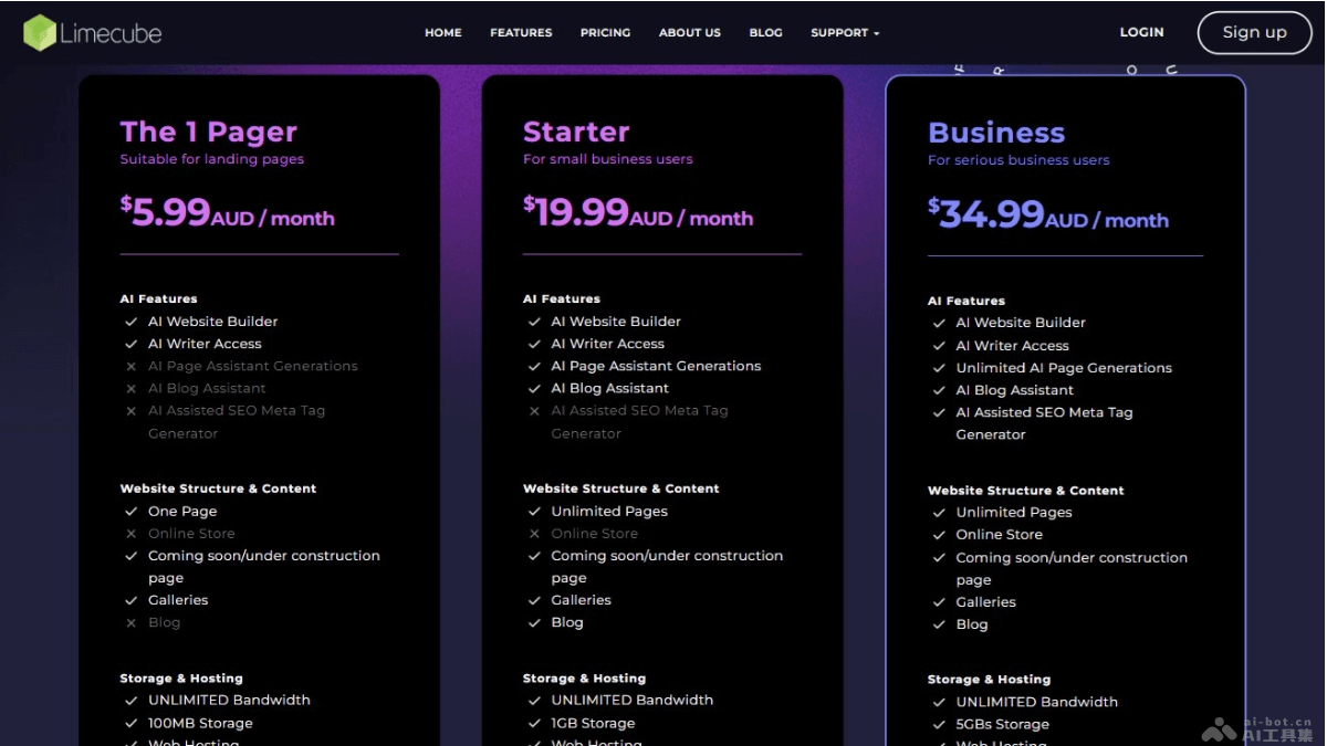 Limecube – AI网站构建平台，自定义设计网站保证正常运行插图1