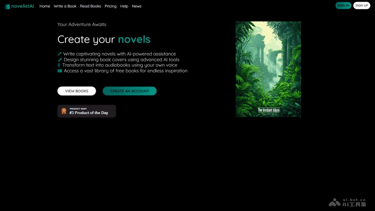 novelistAI – AI小说创作平台，自动生成封面图和插图插图