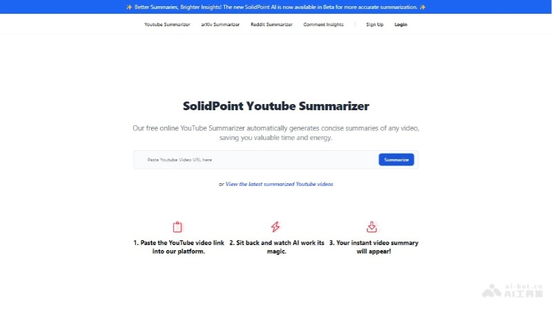 SolidPoint – 在线AI视频摘要工具，输入视频链接自动提取视频精髓插图