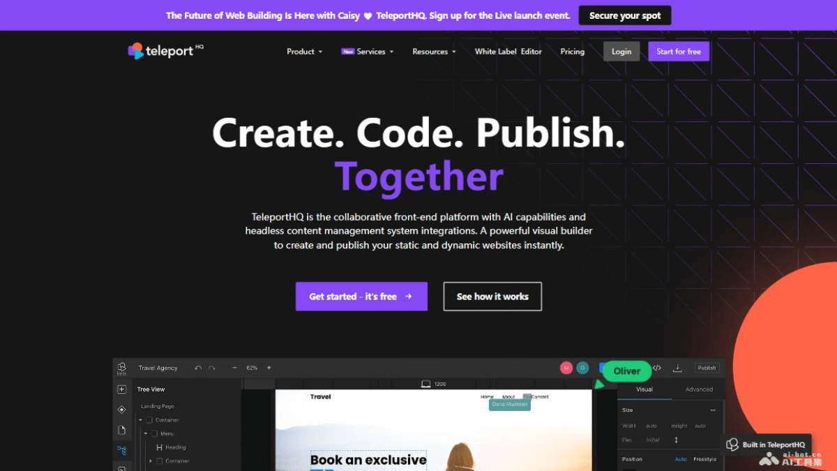 teleportHQ – AI网站构建工具，低代码设计与开发支持代码导出插图