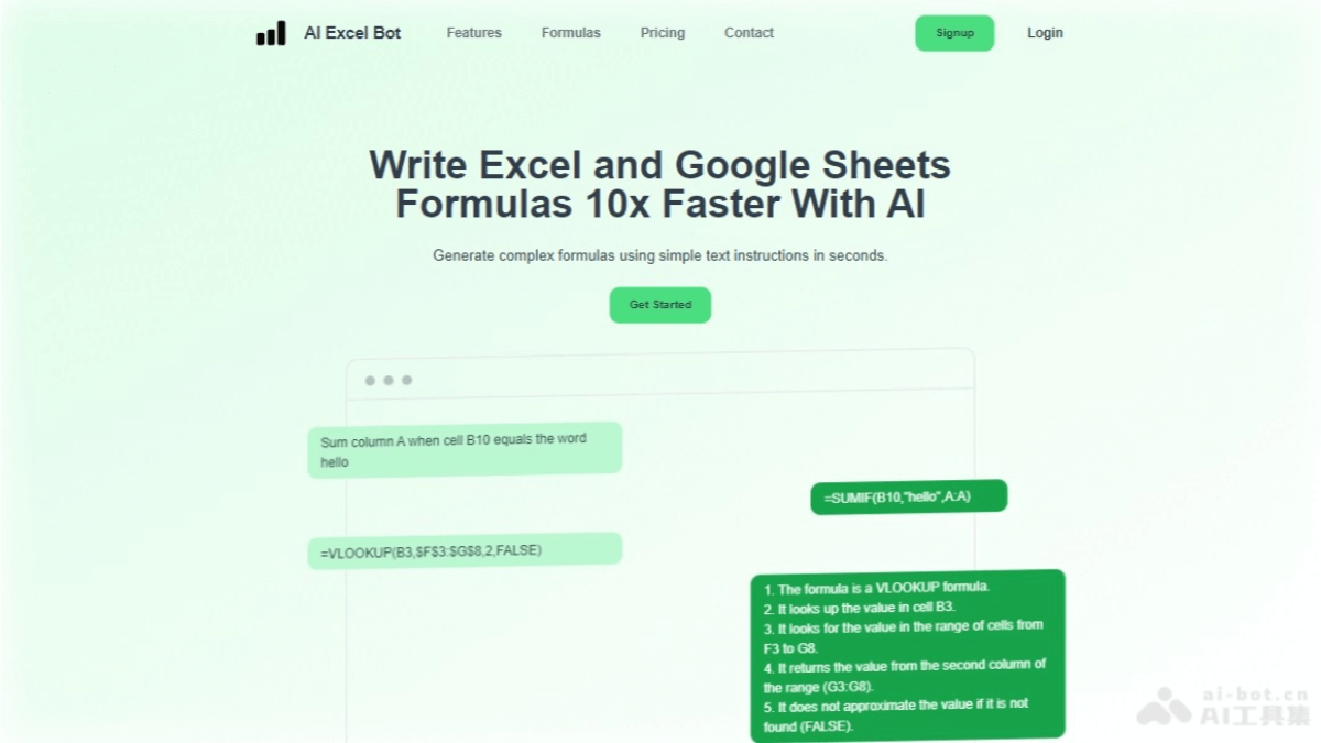 AI Excel Bot – AI驱动的Excel和Google Sheets公式生成工具插图