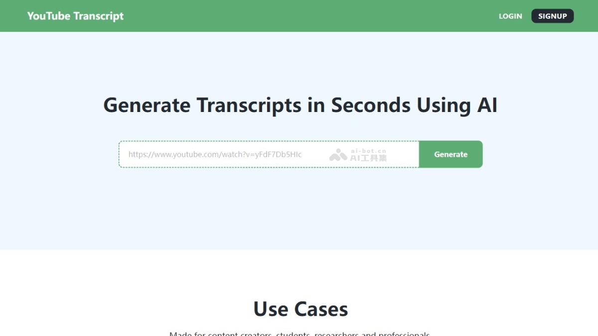 YouTube Transcript – 自动转录YouTube视频生成文字的在线AI服务平台插图