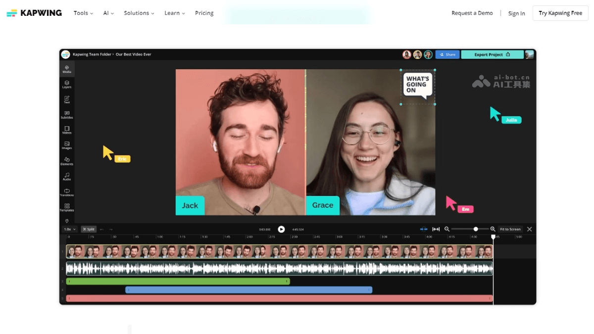 KAPWING – 在线AI视频编辑平台，提供多种必备剪辑功能插图
