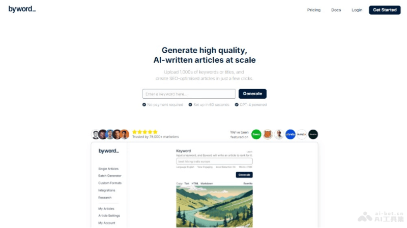 byword – AI文章生成工具，多功能批量创建高质量文章插图