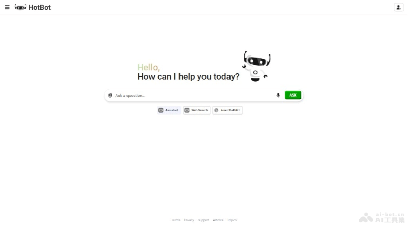 HotBot – AI搜索引擎，支持新闻、图片、视频等多种搜索选项插图