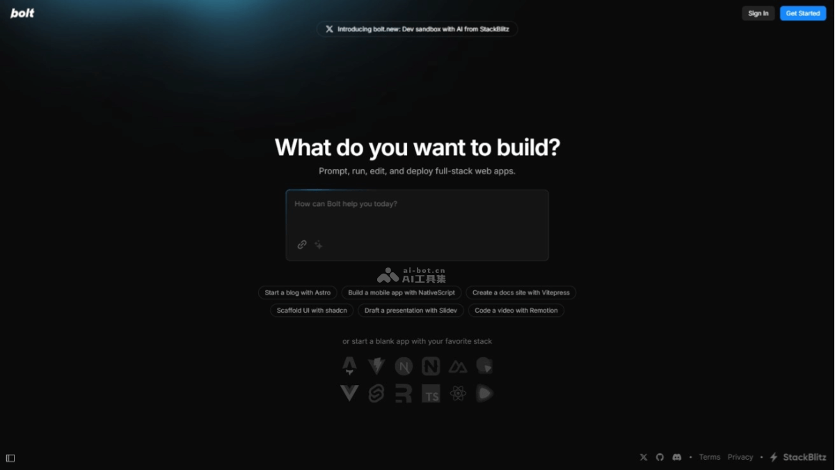 Bolt․new – AI全栈 Web 编程工具，自动写代码、运行、部署插图