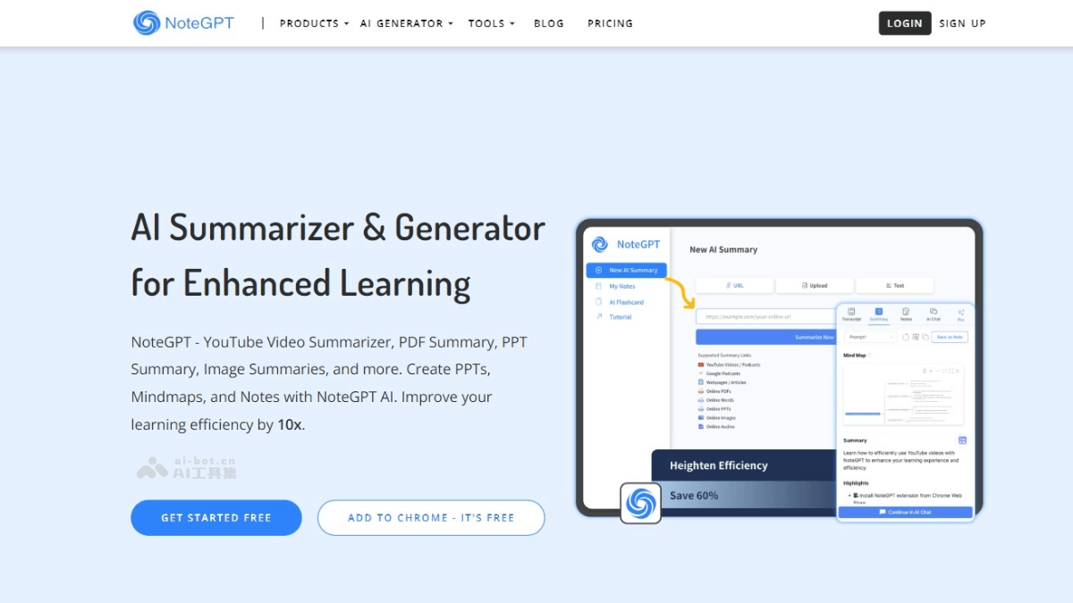 NoteGPT – AI内容摘要工具，会提取视频关键信息的智能笔记插图