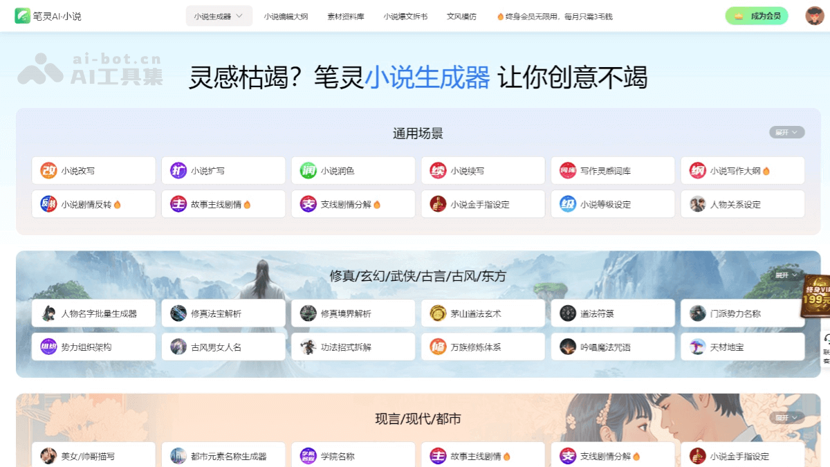 10个免费AI小说写作软件和网站，网文剧本创作神器插图1