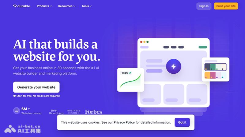 Durable – AI 网站构建工具，零代码创建个性化网站插图