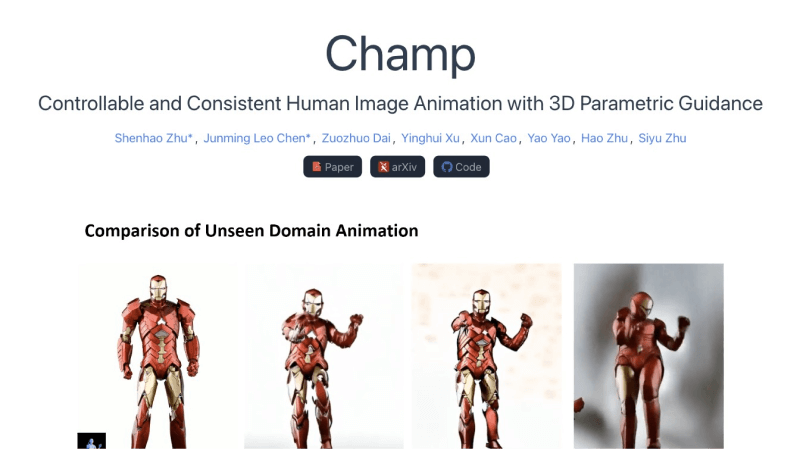 Champ – 基于3D的人物图片转视频动画模型插图