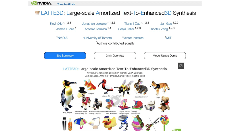 LATTE3D – 英伟达推出的文本快速生成3D对象的模型插图